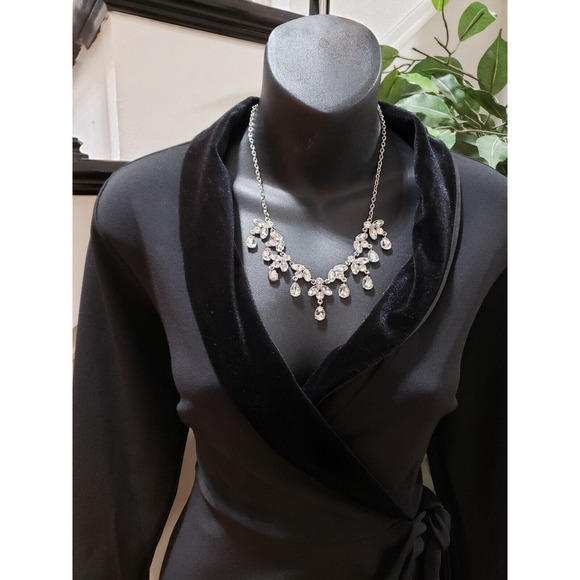 Velvet Fleur Women's Black Polyester V-Neck Long Sleeve Knee Length Dress Size 4 - Picture 13 of 14